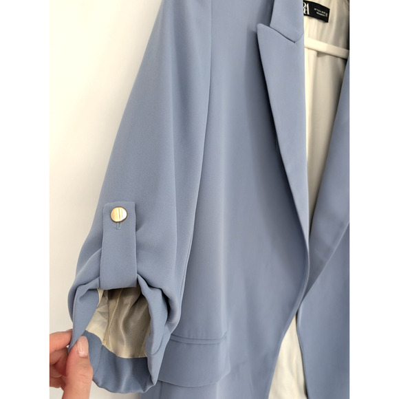 Zara Womens Blue Oversized Open Front Single Breasted Classic Preppy Blazer SML - Picture 6 of 9